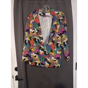 Cedars Women's Medium Multicolored Print Blazer, Vintage Blazer, Fedora‎ Style